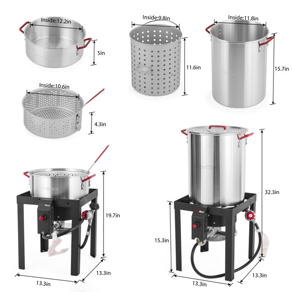 OuterMust Outdoor 30 Qt. Turkey Fryer with Basket and Burner with 10 Qt. Deep Fryer Set Wayfair